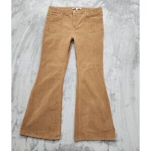 Celebrity Pink Pants Womens 17/33 Tan Corduroy Mid Rise Porchop Flare Stretch